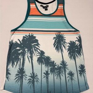 Tropical Palm Tree Kids Tank Top - Teal and Orange